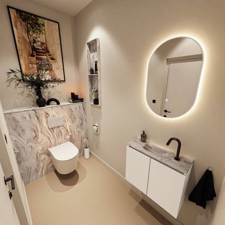 Mondiaz Toiletmeubel Ture Dlux | 60 cm | Meubelkleur Talc | Eden wastafel Glace Midden | 1 kraangat