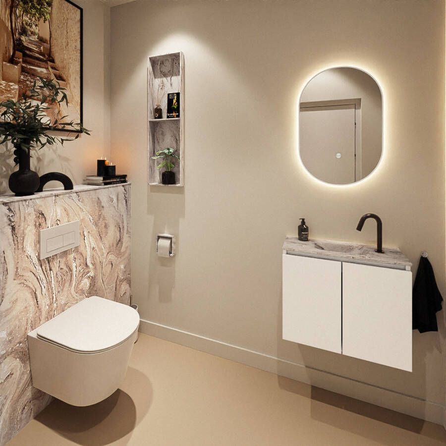 Mondiaz Toiletmeubel Ture Dlux | 60 cm | Meubelkleur Talc | Eden wastafel Glace Midden | 1 kraangat