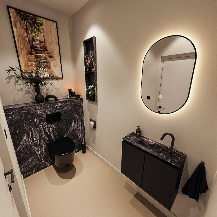 Mondiaz Toiletmeubel Ture Dlux | 60 cm | Meubelkleur Urban | Eden wastafel Lava Midden | 1 kraangat
