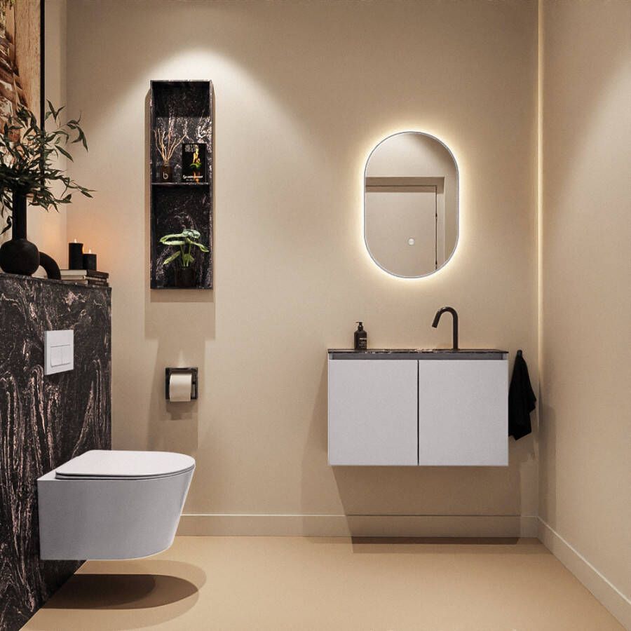 Mondiaz Toiletmeubel Ture Dlux | 80 cm | Meubelkleur Cale | Eden wastafel Lava Midden | 1 kraangat