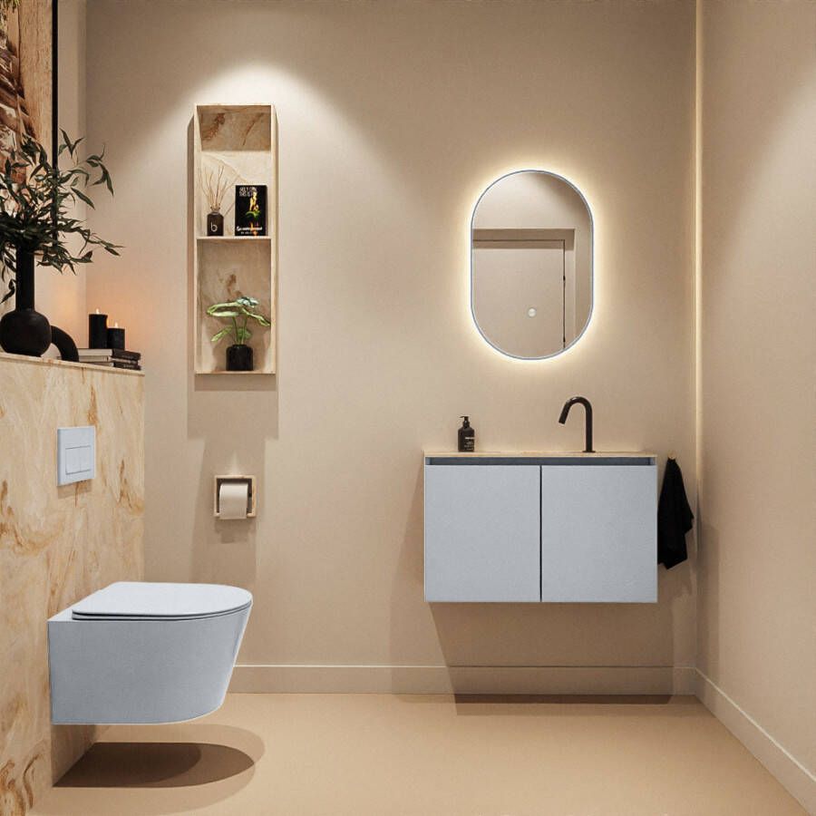 Mondiaz Toiletmeubel Ture Dlux | 80 cm | Meubelkleur Clay | Eden wastafel Frappe Midden | 1 kraangat