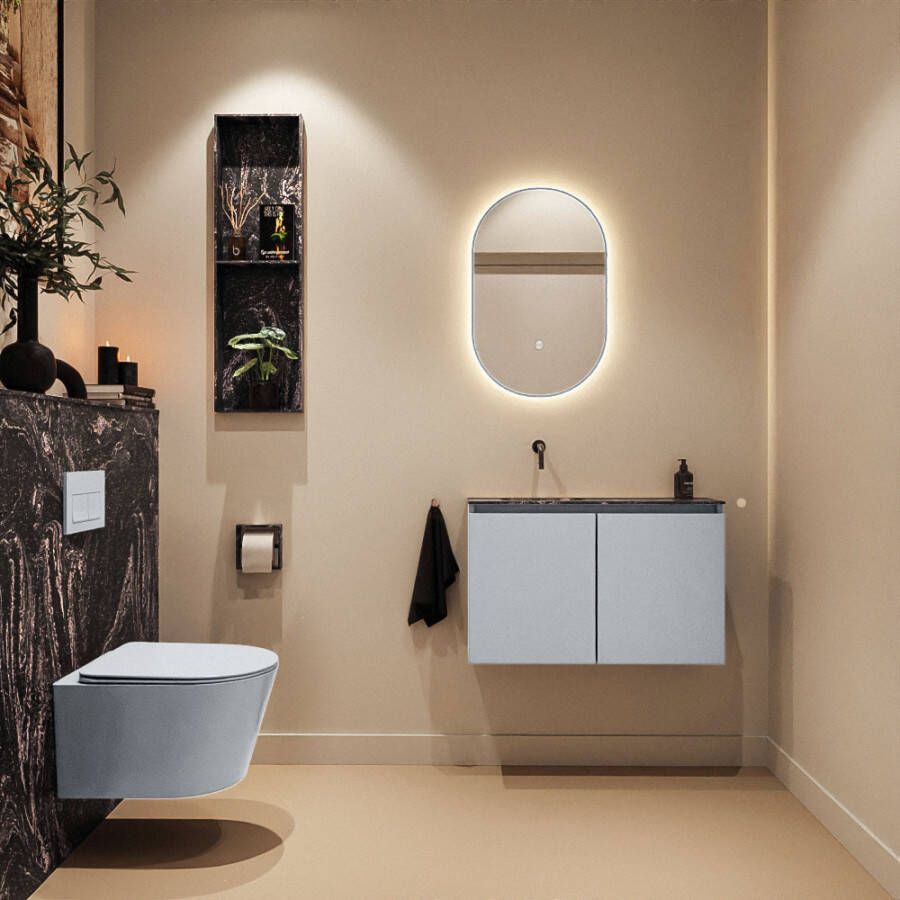Mondiaz Toiletmeubel Ture Dlux | 80 cm | Meubelkleur Clay | Eden wastafel Lava Links | Zonder kraangat