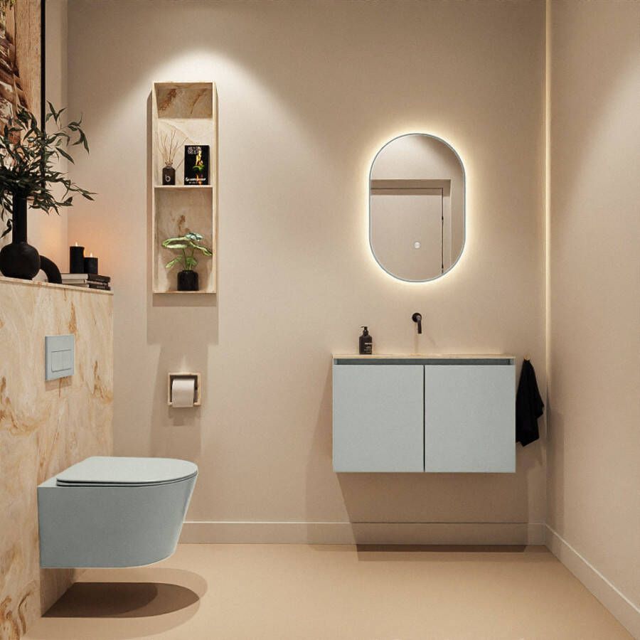 Mondiaz Toiletmeubel Ture Dlux | 80 cm | Meubelkleur Greey | Eden wastafel Frappe Midden | Zonder kraangat
