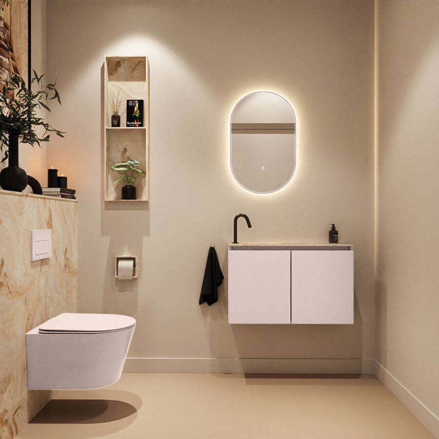Mondiaz Toiletmeubel Ture Dlux | 80 cm | Meubelkleur Rosee | Eden wastafel Frappe Links | 1 kraangat