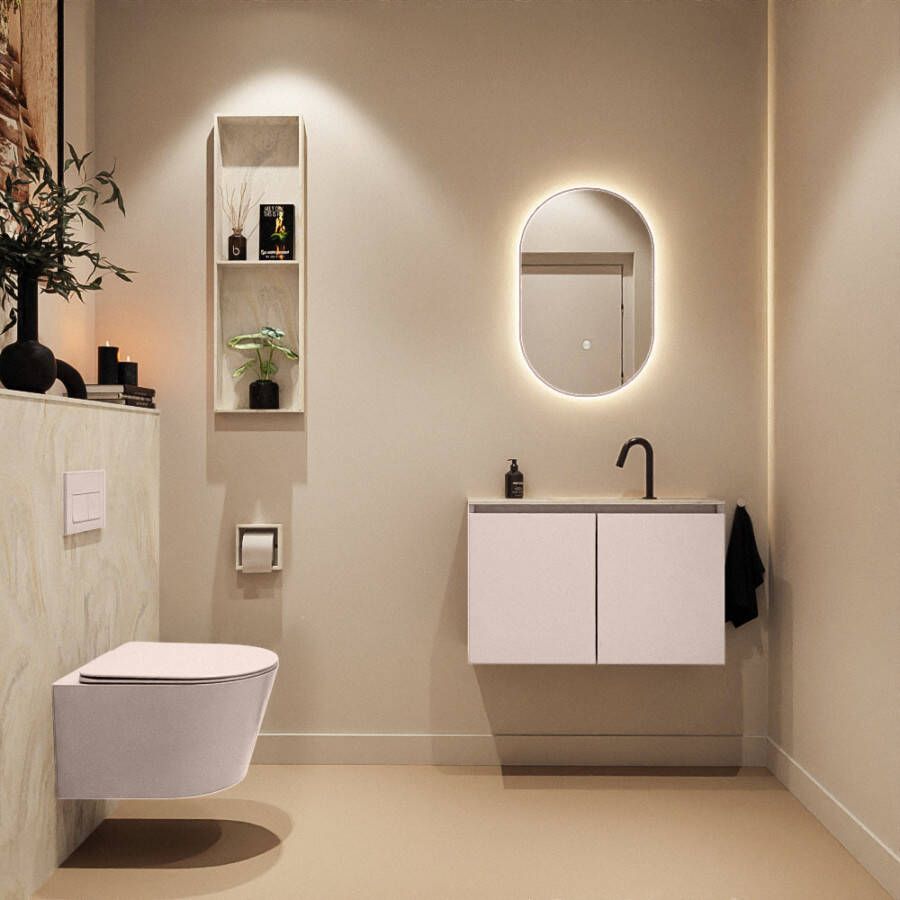 Mondiaz Toiletmeubel Ture Dlux | 80 cm | Meubelkleur Rosee | Eden wastafel Ostra Midden | 1 kraangat
