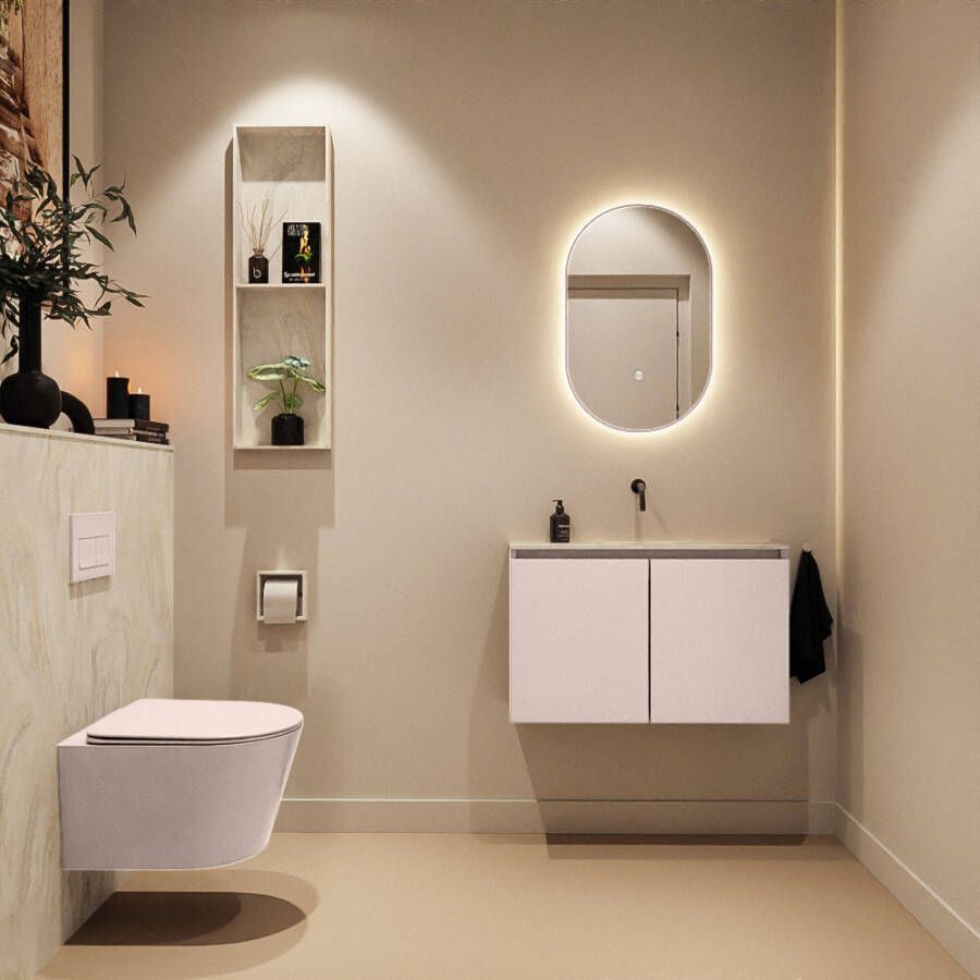 Mondiaz Toiletmeubel Ture Dlux | 80 cm | Meubelkleur Rosee | Eden wastafel Ostra Midden | Zonder kraangat
