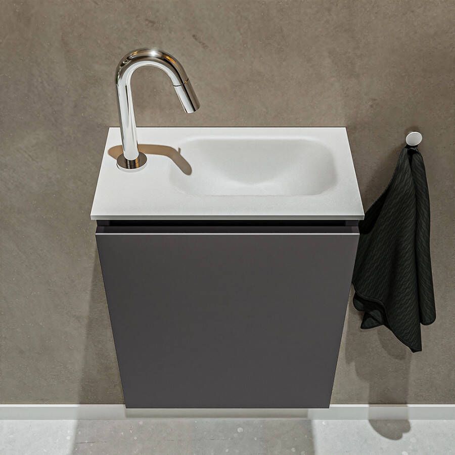 Mondiaz Toiletmeubel Ture | 40 cm | Meubelkleur Dark grey | Eden wastafel Talc Rechts | 1 kraangat