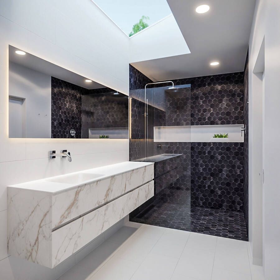 Mondiaz VICA Badkamermeubelset 200cm 4 lades wasbak Cloud links 0 kraangaten solid surface carrara marmer PC75341714 - Foto 3