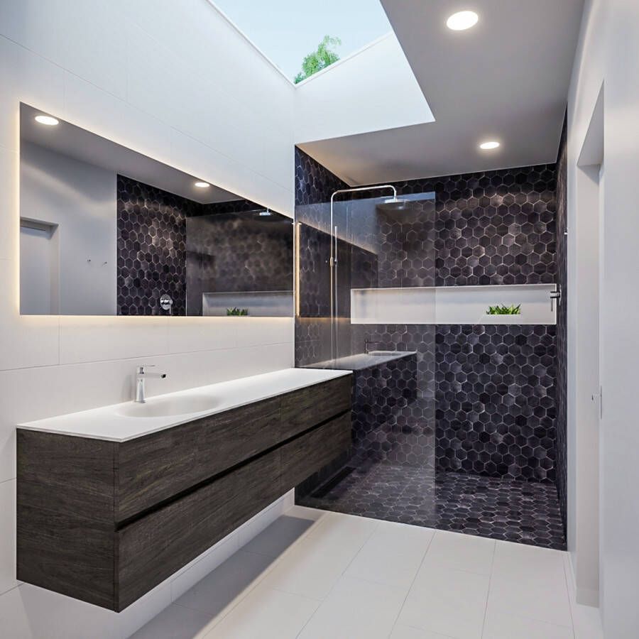 Mondiaz VICA Badkamermeubelset 200cm 4 lades wasbak Moon links 1 kraangat solid surface dark brown PC75341663 - Foto 3