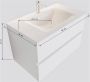 Mondiaz Vica Moon badmeubel eiken donker bruin 80 cm 2 lades solid surface enkele spoelbak midden zonder kraangat - Thumbnail 4