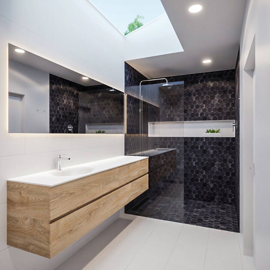 Mondiaz VICA Badkamermeubelset 200cm 4 lades wasbak Moon links 1 kraangat solid surface washed oak PC75341669 - Foto 3