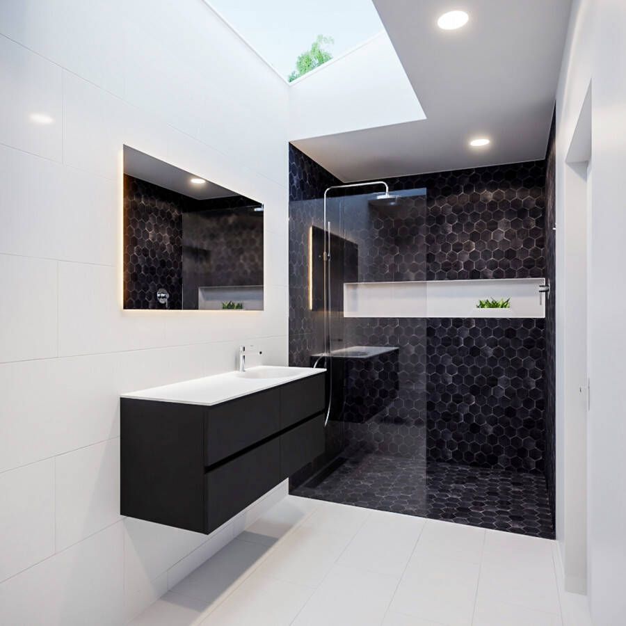 Mondiaz VICA Badkamermeubelset 120cm 4 lades wasbak Moon rechts 1 kraangat solid surface urban PC75341528 - Foto 3