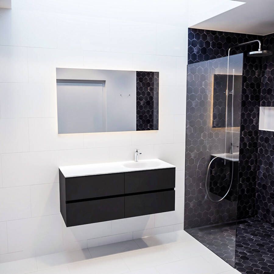 Mondiaz VICA Badkamermeubelset 120cm 4 lades wasbak Moon rechts 1 kraangat solid surface urban PC75341528 - Foto 4