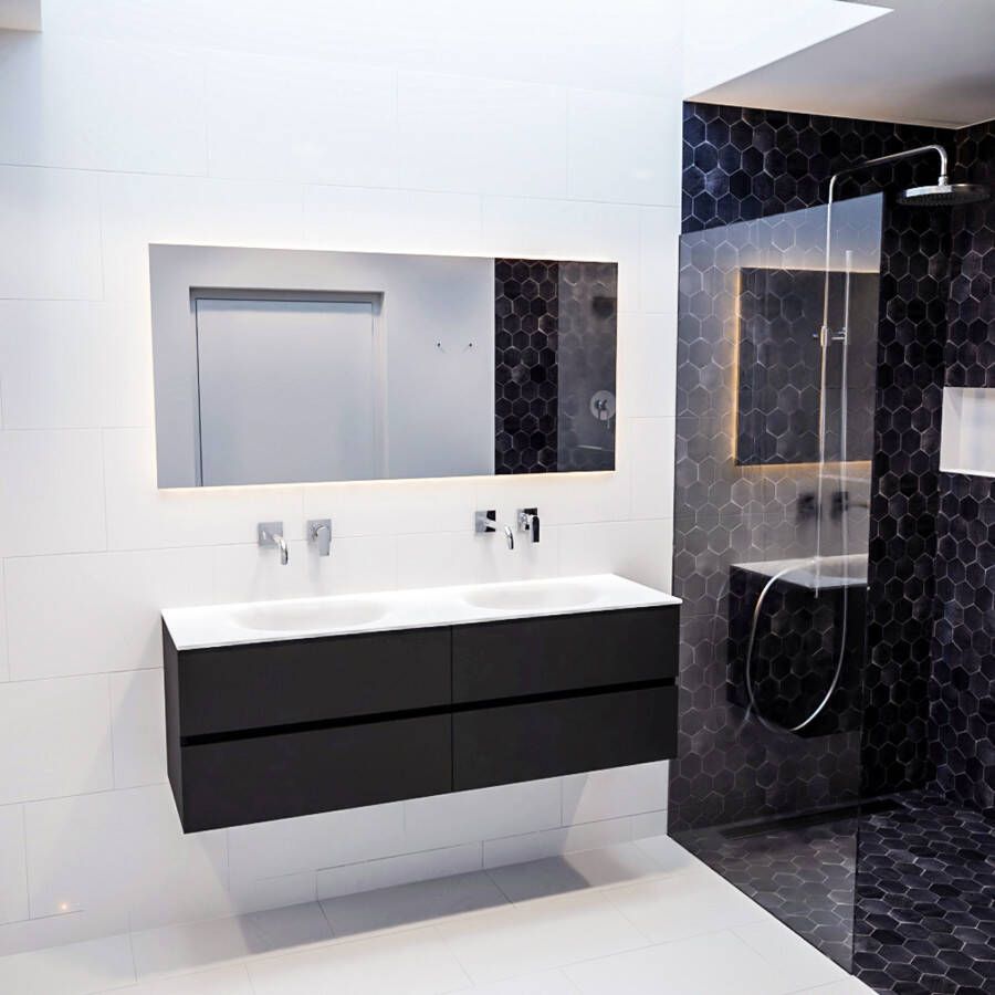 Mondiaz VICA Badkamermeubelset 150cm 4 lades wasbak Moon dubbel 0 kraangaten solid surface urban PC75341538 - Foto 4