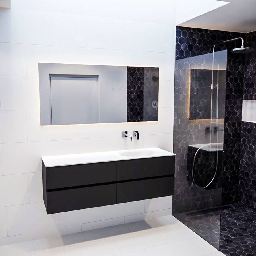 Mondiaz VICA Badkamermeubelset 150cm 4 lades wasbak Moon rechts 0 kraangaten solid surface urban PC75341537 - Foto 4