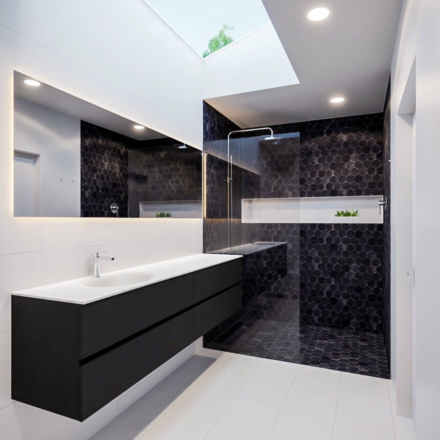 Mondiaz VICA Badkamermeubelset 200cm 4 lades wasbak Moon links 1 kraangat solid surface urban PC75341699 - Foto 3