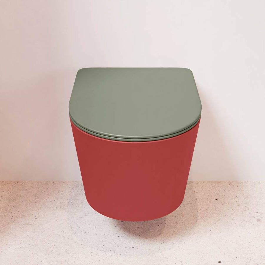 Mondiaz Wandcloset Lavie | Zonder spoelrand | Incl.Toiletzitting-Army | Keramiek | Fire (rood)