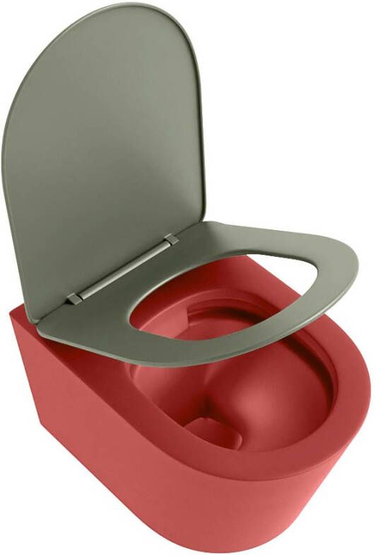 Mondiaz Wandcloset Lavie | Zonder spoelrand | Incl.Toiletzitting-Army | Keramiek | Fire (rood)