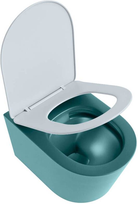 Mondiaz Wandcloset Lavie | Zonder spoelrand | Incl.Toiletzitting-Clay | Keramiek | Smag (turquoise)