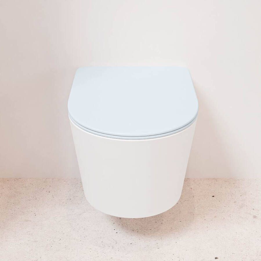 Mondiaz Wandcloset Lavie | Zonder spoelrand | Incl.Toiletzitting-Clay | Keramiek | Talc (wit mat)