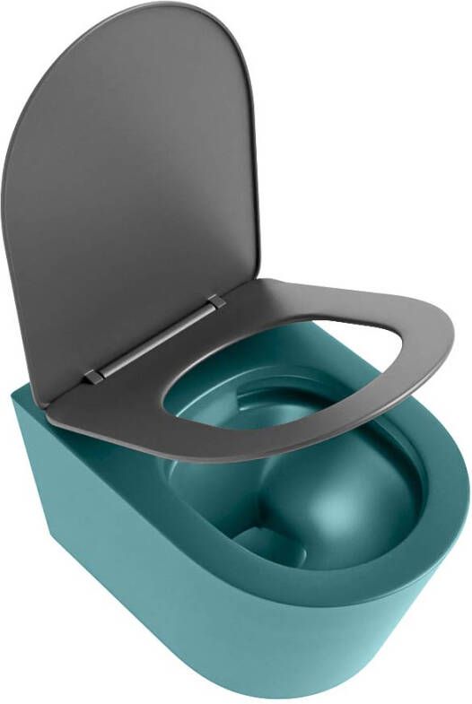 Mondiaz Wandcloset Lavie | Zonder spoelrand | Incl.Toiletzitting-Dark Grey | Keramiek | Smag (turquoise)