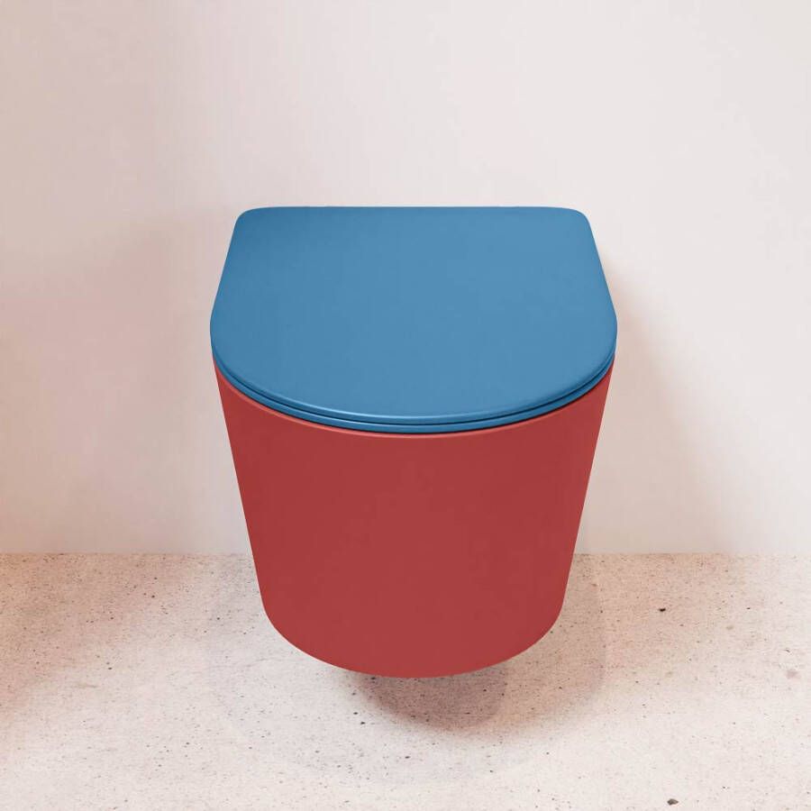 Mondiaz Wandcloset Lavie | Zonder spoelrand | Incl.Toiletzitting-Jeans | Keramiek | Fire (rood)