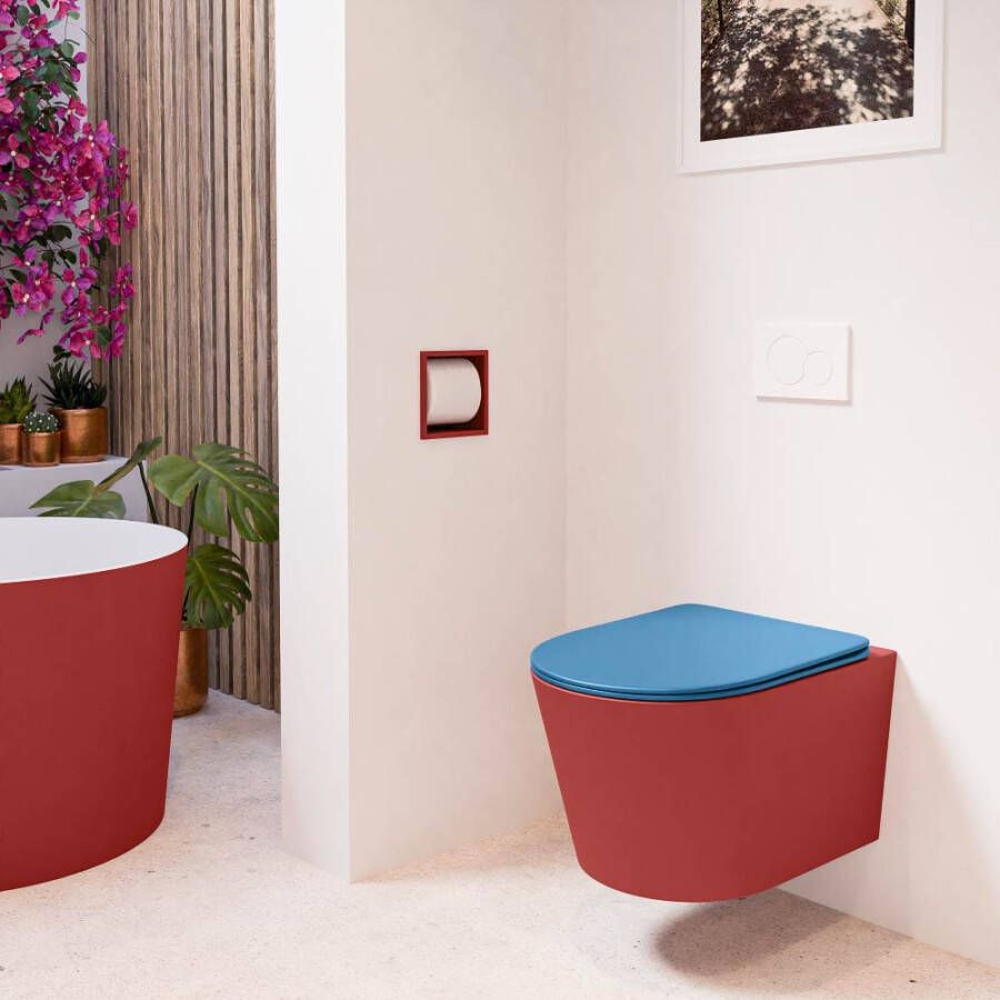 Mondiaz Wandcloset Lavie | Zonder spoelrand | Incl.Toiletzitting-Jeans | Keramiek | Fire (rood)