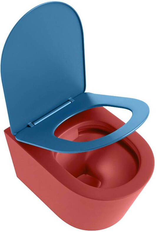 Mondiaz Wandcloset Lavie | Zonder spoelrand | Incl.Toiletzitting-Jeans | Keramiek | Fire (rood)