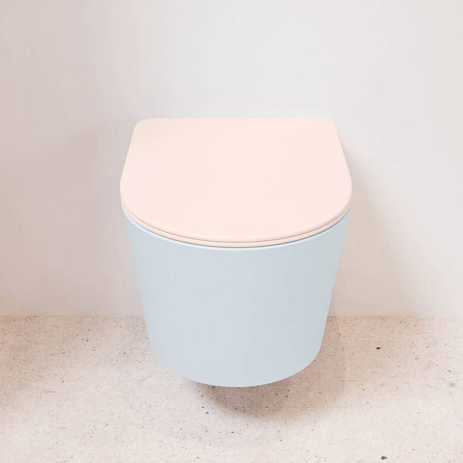 Mondiaz Wandcloset Lavie | Zonder spoelrand | Incl.Toiletzitting-Rosee | Keramiek | Clay (licht grijs)