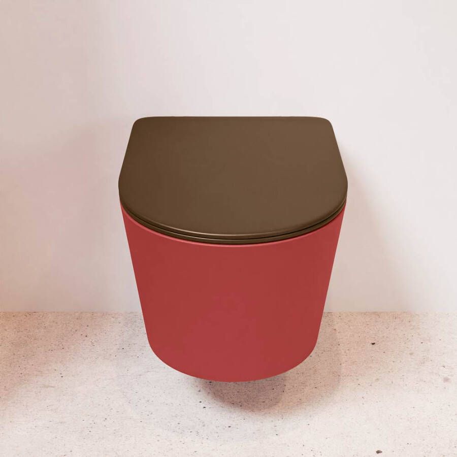 Mondiaz Wandcloset Lavie | Zonder spoelrand | Incl.Toiletzitting-Rust | Keramiek | Fire (rood)