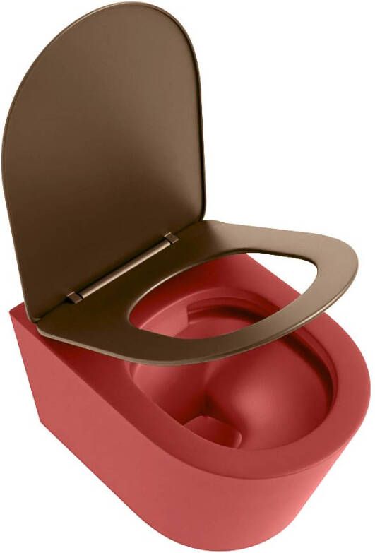 Mondiaz Wandcloset Lavie | Zonder spoelrand | Incl.Toiletzitting-Rust | Keramiek | Fire (rood)