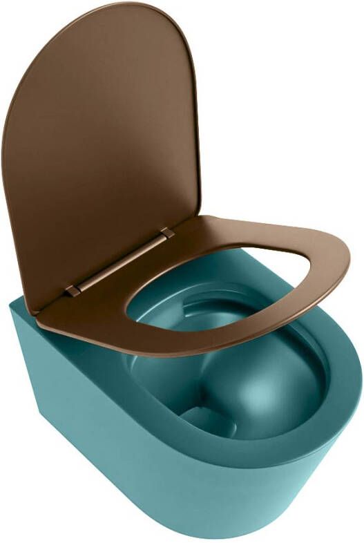 Mondiaz Wandcloset Lavie | Zonder spoelrand | Incl.Toiletzitting-Rust | Keramiek | Smag (turquoise)