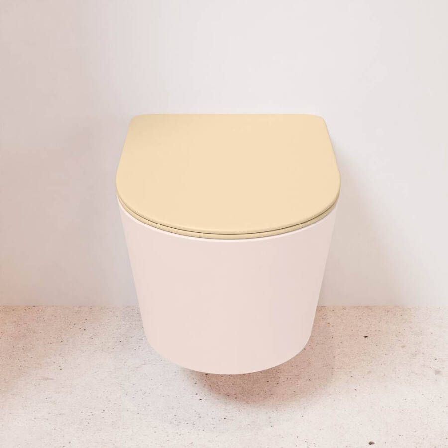 Mondiaz Wandcloset Lavie | Zonder spoelrand | Incl.Toiletzitting-Sand | Keramiek | Rosee
