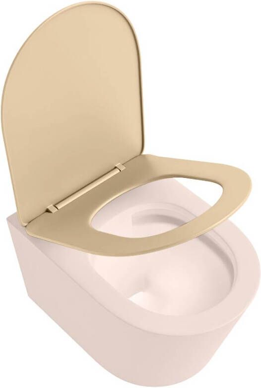 Mondiaz Wandcloset Lavie | Zonder spoelrand | Incl.Toiletzitting-Sand | Keramiek | Rosee