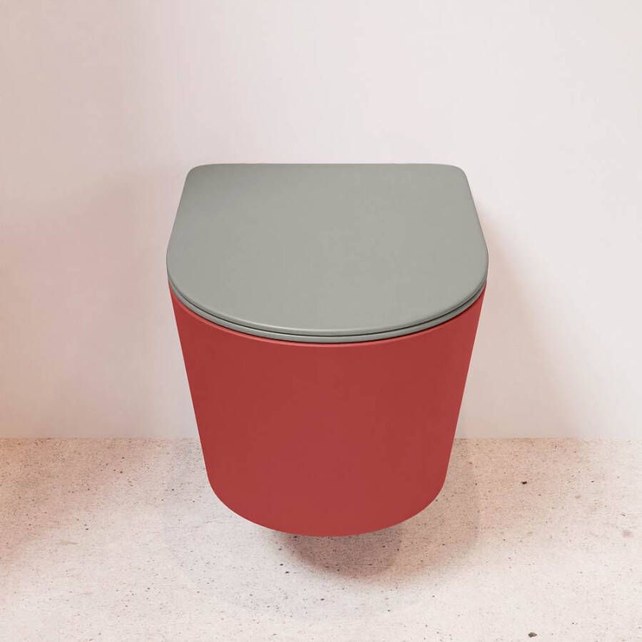 Mondiaz Wandcloset Lavie | Zonder spoelrand | Incl.Toiletzitting-Smoke | Keramiek | Fire (rood)