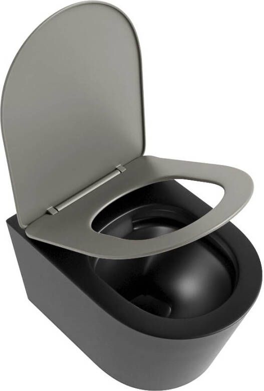 Mondiaz Wandcloset Lavie | Zonder spoelrand | Incl.Toiletzitting-Smoke | Keramiek | Urban (zwart mat)