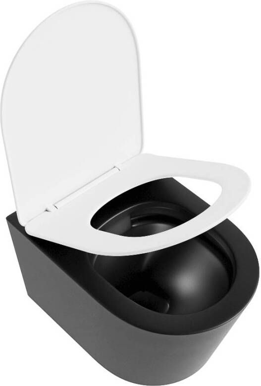 Mondiaz Wandcloset Lavie | Zonder spoelrand | Incl.Toiletzitting-Talc | Keramiek | Urban (zwart mat)