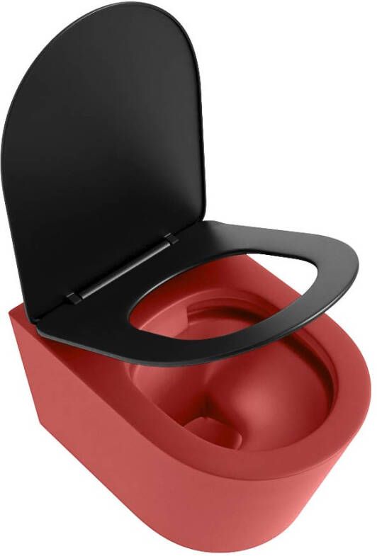 Mondiaz Wandcloset Lavie | Zonder spoelrand | Incl.Toiletzitting-Urban | Keramiek | Fire (rood)