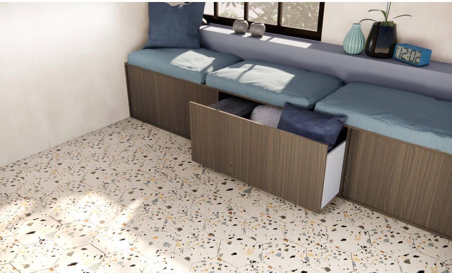 Prissmacer Cerámica Gobi Wandtegel | 20x24 cm | Terrazzo | Mat Creme