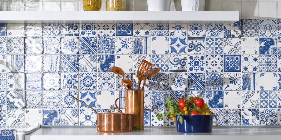 Rako Majolika Wandtegel | 20x60 cm | Portugese look | Glans Blauw