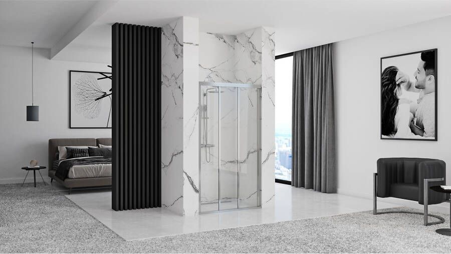 REA Douchedeur Alex | 100x190 cm | 1 Schuifdeur | Helder glas | Chroom beslag