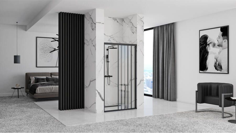 REA Douchedeur Alex | 90x190 cm | 1 Schuifdeur | Helder glas | Zwart mat beslag
