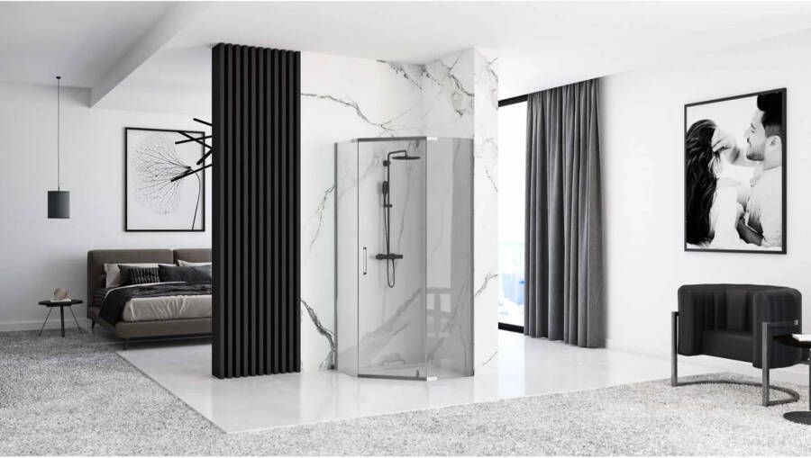 REA Douchecabine Axin | 80x80x195 cm | 1 Draaideur | Helder glas | Chroom