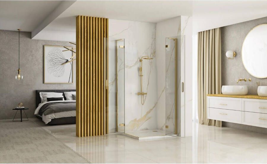 REA Douchecabine Hugo | 90x90x200 cm | 1 Draaideur | Helder glas | Zwart mat