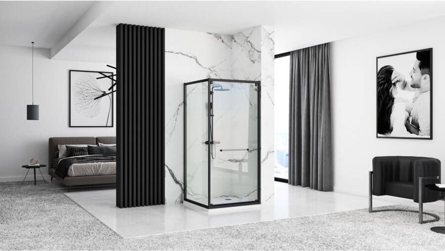 REA Douchecabine Space | 80x100x195 cm | 1 Draaideur | Helder glas | Goud