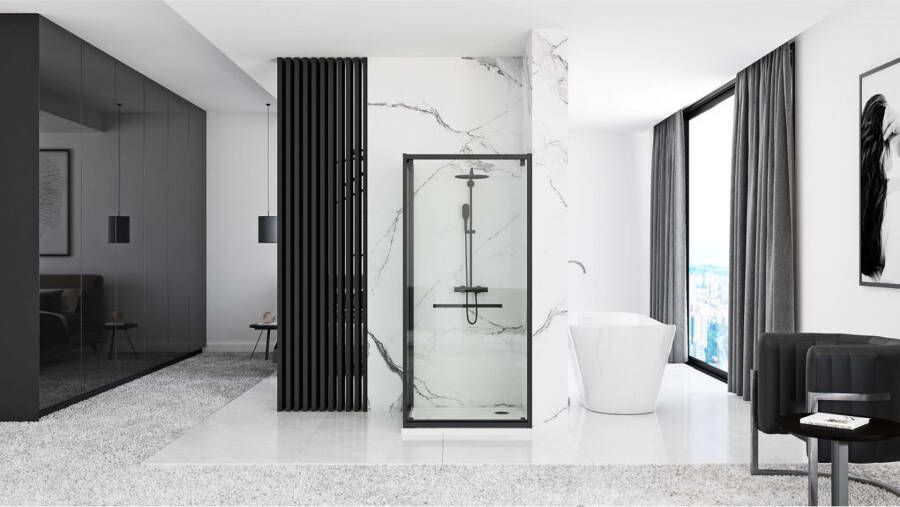 REA Douchecabine Space | 80x100x195 cm | 1 Draaideur | Helder glas | Goud