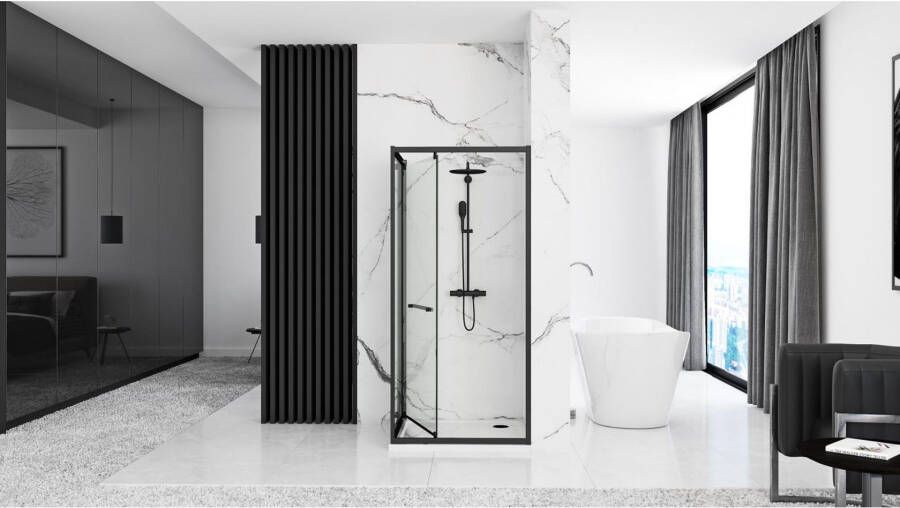 REA Douchecabine Space | 80x100x195 cm | 1 Draaideur | Helder glas | Goud