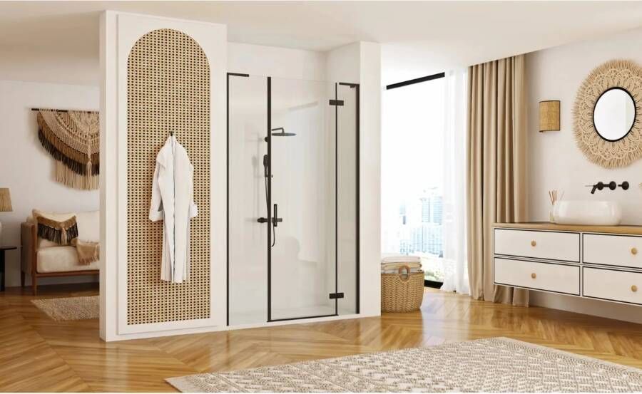 REA Douchedeur Hugo | 100x200 cm | Met draaideur | Helder glas | Mat zwart beslag