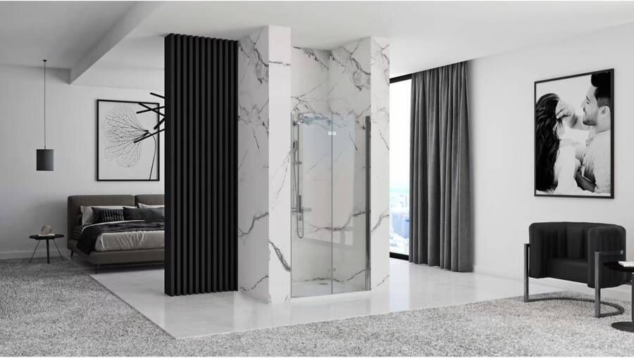 REA Douchedeur Moiler | 100x190 cm | Nisdeur t.b.v. Molier Zijwand | Helder glas | Chroom