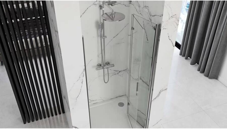 REA Douchedeur Moiler | 100x190 cm | Nisdeur t.b.v. Molier Zijwand | Helder glas | Chroom